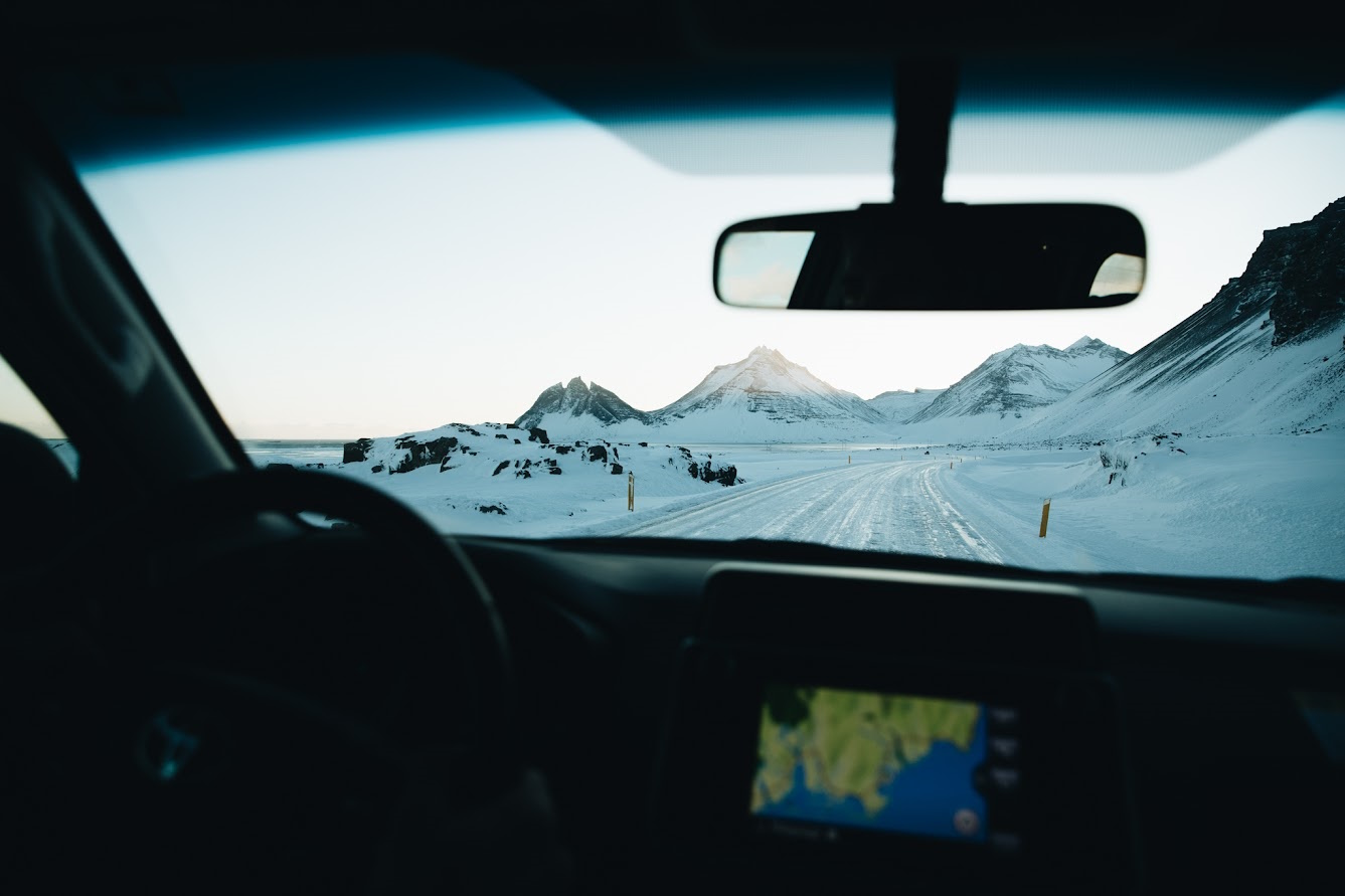 Driving on icy road